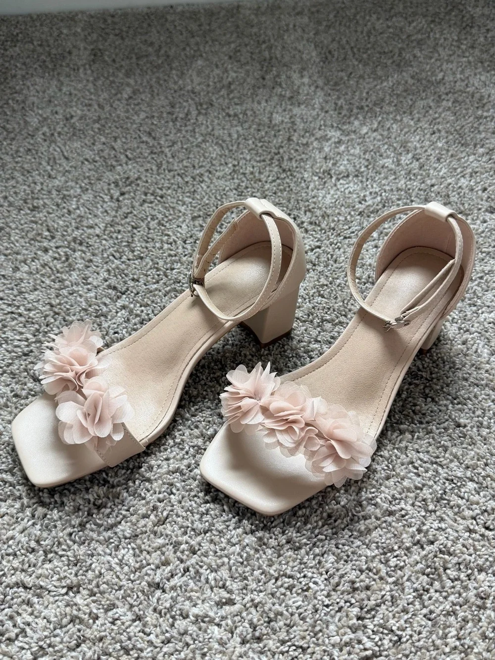 Women's Blush Floral Ankle-Strap Sandals